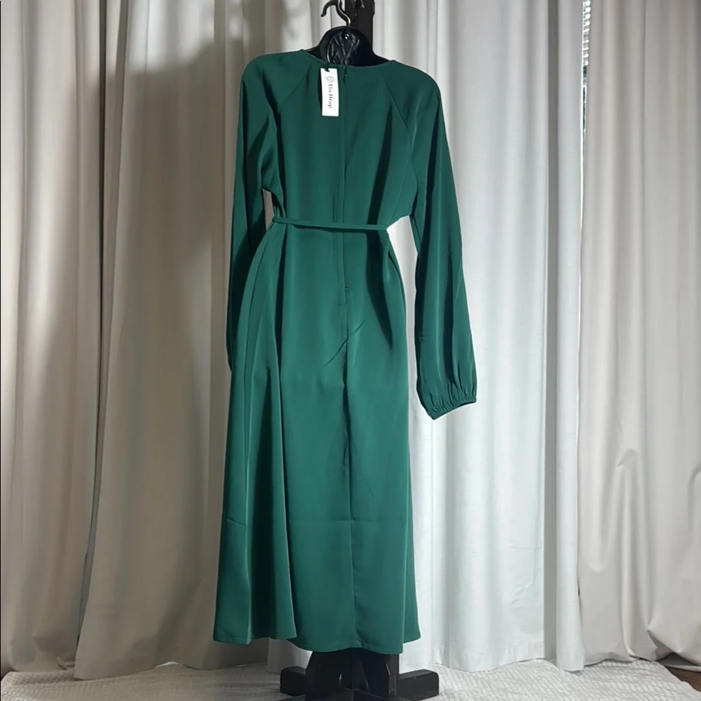 The Drop Women's Standard Dolman Balloon Sleeve Belted Midi Dress - Picture 8 of 11